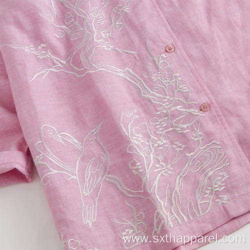 Ladies Blouses Embroidered Cotton Slim Fit Jacket Shirt